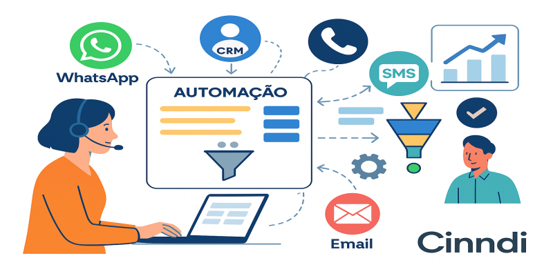 Automação Total: WhatsApp, CRM, Ligações, SMS e E-mail Integrados com a Cinndi